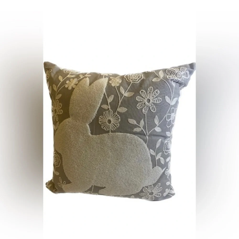 Celerie By Celerie Kemble Embroidered Accent Bunny Pillow 18x18